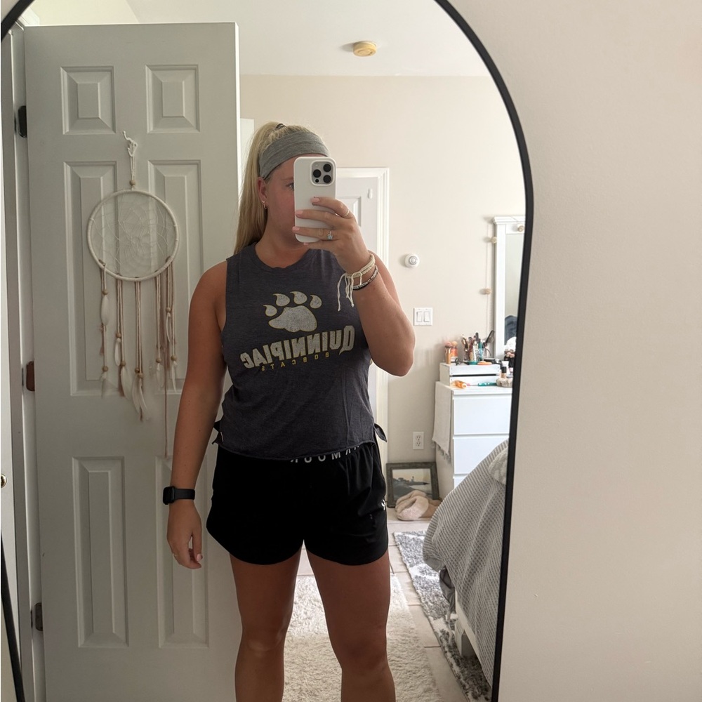 Quinnipiac Graphic Tank Top and Black Shorts